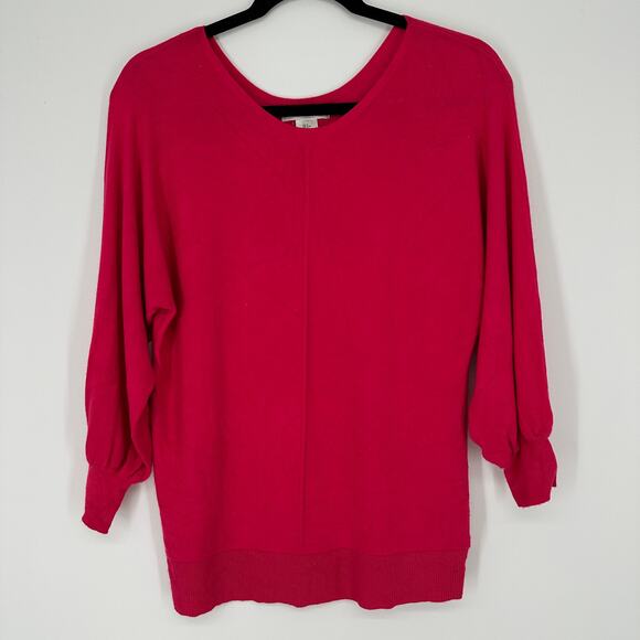 MAX STUDIO Pink 3/4 Sleeve Knit Top Sweater Shirt Womens Small - Picture 1 of 5